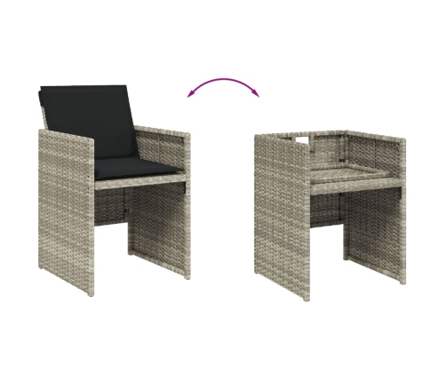 vidaXL 11-daļīgs dārza mēbeļu komplekts ar matračiem, gaiši pelēka PE