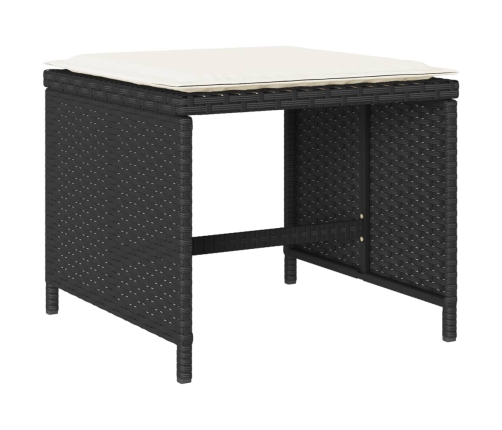 vidaXL 11-daļīgs dārza mēbeļu komplekts, matrači, melna PE rotangpalma