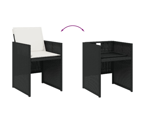 vidaXL 11-daļīgs dārza mēbeļu komplekts, matrači, melna PE rotangpalma