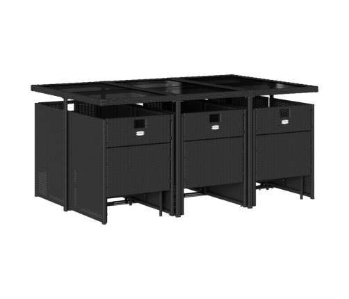 vidaXL 11-daļīgs dārza mēbeļu komplekts, matrači, melna PE rotangpalma