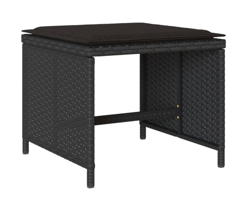 vidaXL 11-daļīgs dārza mēbeļu komplekts, matrači, melna PE rotangpalma