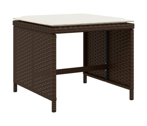 vidaXL 11-daļīgs dārza mēbeļu komplekts, matrači, brūna PE rotangpalma