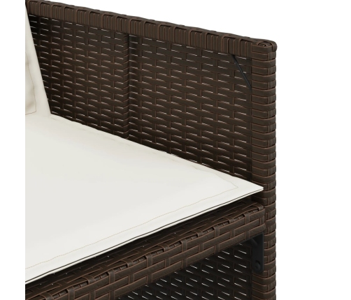 vidaXL 11-daļīgs dārza mēbeļu komplekts, matrači, brūna PE rotangpalma