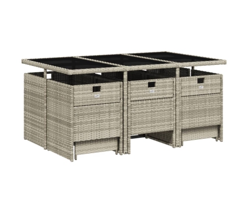 vidaXL 11-daļīgs dārza mēbeļu komplekts ar matračiem, gaiši pelēka PE