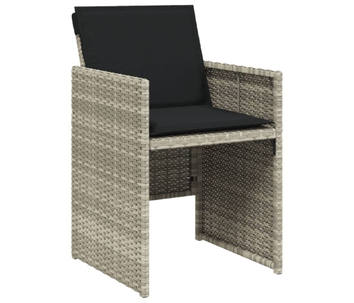 vidaXL 11-daļīgs dārza mēbeļu komplekts ar matračiem, gaiši pelēka PE