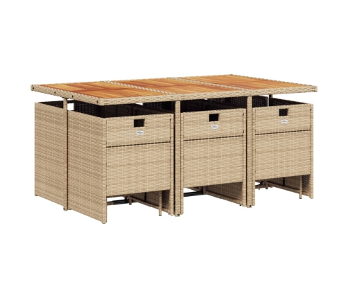 vidaXL 11-daļīgs dārza mēbeļu komplekts, matrači, bēša PE rotangpalma