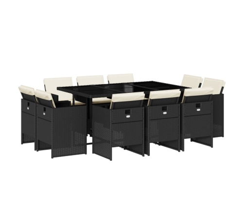 11-Daļīgs Dārza Mēbeļu Komplekts, Matrači, Melna Pe Rotangpalma Vidaxl