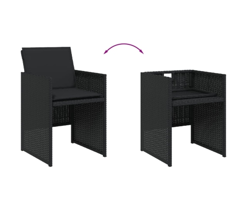 vidaXL 11-daļīgs dārza mēbeļu komplekts, matrači, melna PE rotangpalma