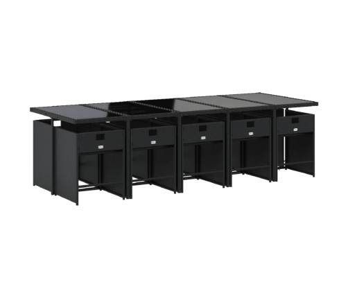 vidaXL 11-daļīgs dārza mēbeļu komplekts, matrači, melna PE rotangpalma