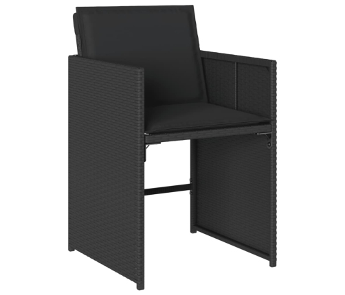 vidaXL 11-daļīgs dārza mēbeļu komplekts, matrači, melna PE rotangpalma