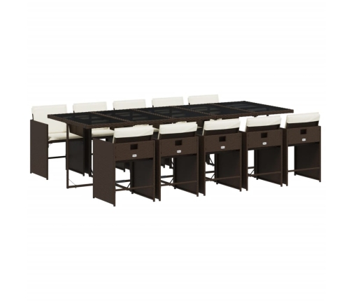 vidaXL 11-daļīgs dārza mēbeļu komplekts, matrači, brūna PE rotangpalma