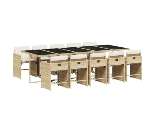 11-Daļīgs Dārza Mēbeļu Komplekts, Matrači, Bēša Pe Rotangpalma Vidaxl