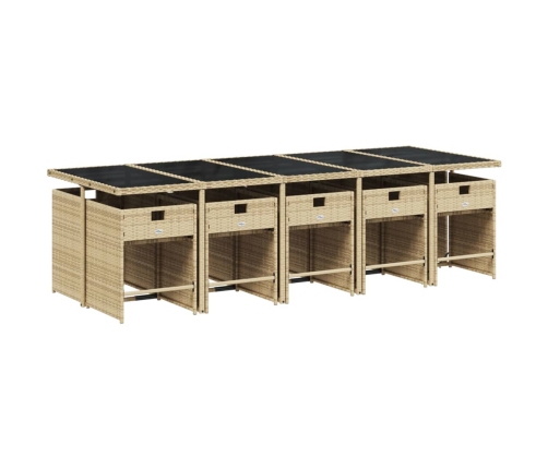 11-Daļīgs Dārza Mēbeļu Komplekts, Matrači, Bēša Pe Rotangpalma Vidaxl