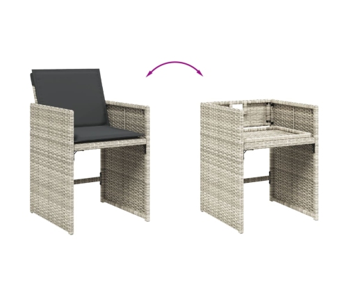 vidaXL 11-daļīgs dārza mēbeļu komplekts ar matračiem, gaiši pelēka PE