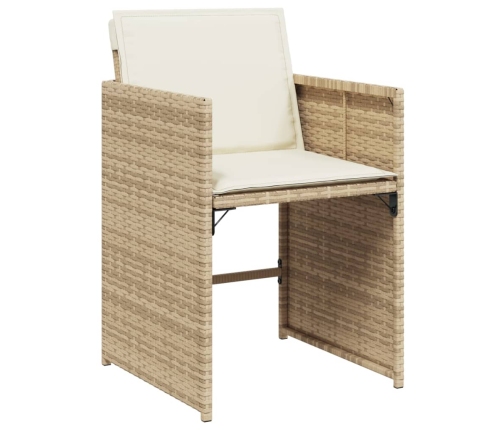 vidaXL 11-daļīgs dārza mēbeļu komplekts, matrači, bēša PE rotangpalma