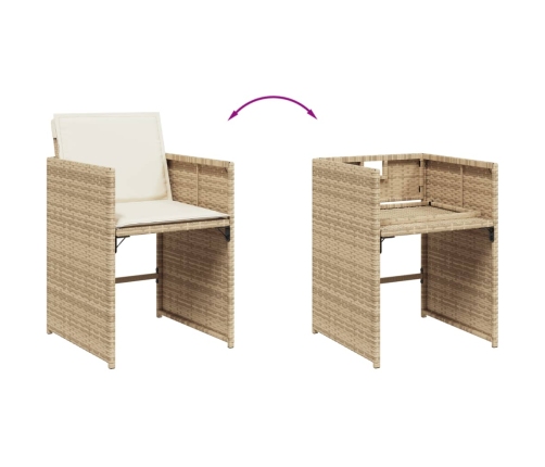 vidaXL 11-daļīgs dārza mēbeļu komplekts, matrači, bēša PE rotangpalma