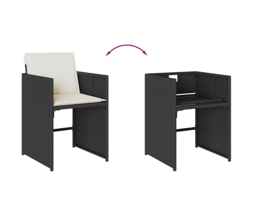 vidaXL 11-daļīgs dārza mēbeļu komplekts, matrači, melna PE rotangpalma