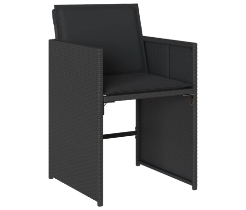 vidaXL 11-daļīgs dārza mēbeļu komplekts, matrači, melna PE rotangpalma