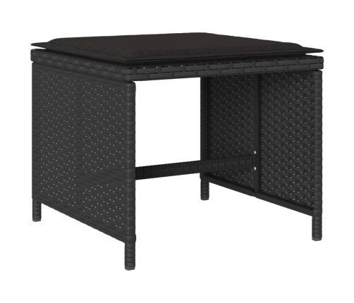 vidaXL 11-daļīgs dārza mēbeļu komplekts, matrači, melna PE rotangpalma