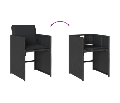 vidaXL 11-daļīgs dārza mēbeļu komplekts, matrači, melna PE rotangpalma