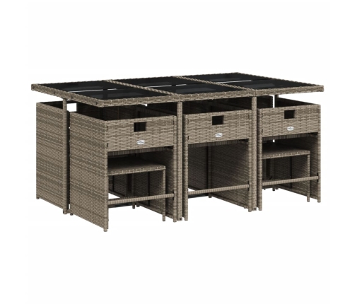 vidaXL 11-daļīgs dārza mēbeļu komplekts ar matračiem, PE rotangpalma