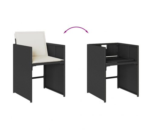 vidaXL 11-daļīgs dārza mēbeļu komplekts, matrači, melna PE rotangpalma