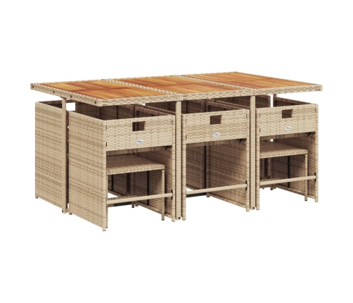 vidaXL 11-daļīgs dārza mēbeļu komplekts, matrači, bēša PE rotangpalma