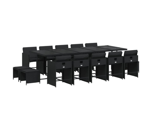 15-Daļīgs Dārza Mēbeļu Komplekts Ar Matračiem, Melns Pe Vidaxl