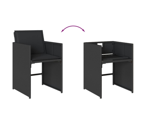 vidaXL 11-daļīgs dārza mēbeļu komplekts, matrači, melna PE rotangpalma