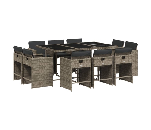 vidaXL 11-daļīgs dārza mēbeļu komplekts ar matračiem, PE rotangpalma