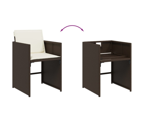 vidaXL 11-daļīgs dārza mēbeļu komplekts, matrači, brūna PE rotangpalma