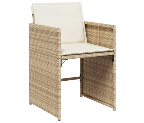 vidaXL 11-daļīgs dārza mēbeļu komplekts, matrači, bēša PE rotangpalma