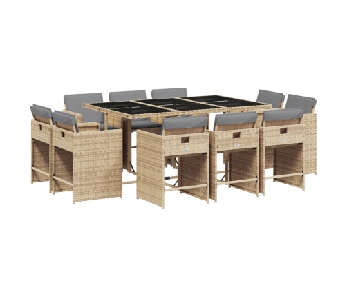 vidaXL 11-daļīgs virtuves mēbeļu komplekts ar matračiem,PE rotangpalma