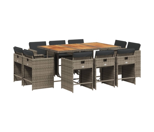 vidaXL 11-daļīgs dārza mēbeļu komplekts ar matračiem, PE rotangpalma