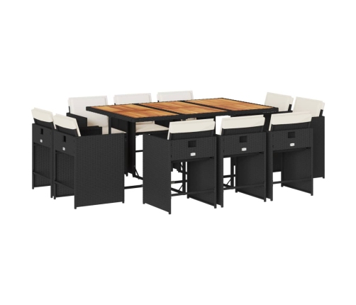 vidaXL 11-daļīgs dārza mēbeļu komplekts, matrači, melna PE rotangpalma