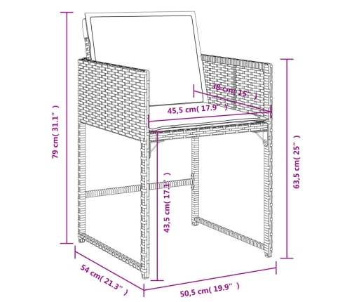 vidaXL 11-daļīgs dārza mēbeļu komplekts, matrači, melna PE rotangpalma