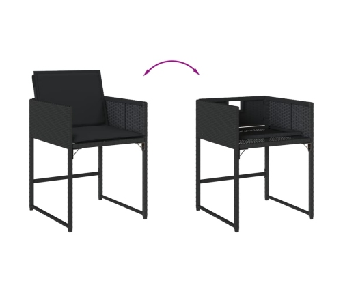 vidaXL 11-daļīgs dārza mēbeļu komplekts, matrači, melna PE rotangpalma