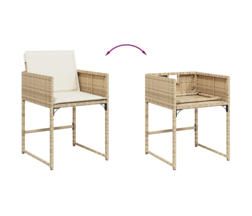 11-Daļīgs Dārza Mēbeļu Komplekts, Matrači, Bēša Pe Rotangpalma Vidaxl