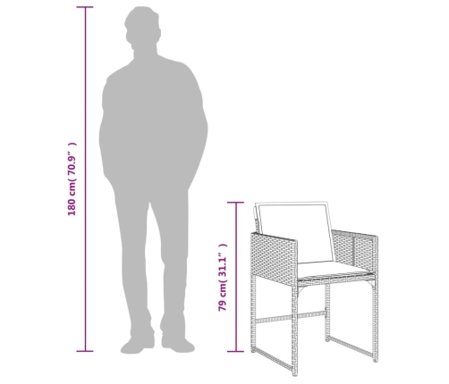 11-Daļīgs Dārza Mēbeļu Komplekts, Matrači, Bēša Pe Rotangpalma Vidaxl