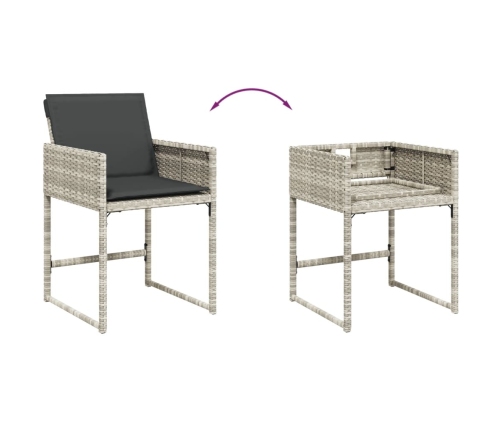 vidaXL 11-daļīgs dārza mēbeļu komplekts ar matračiem, gaiši pelēka PE