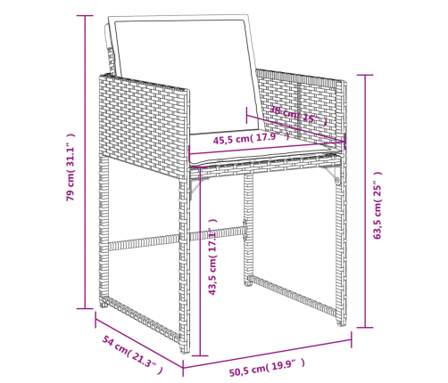 vidaXL 11-daļīgs dārza mēbeļu komplekts, matrači, melna PE rotangpalma