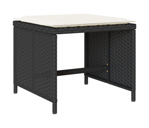 vidaXL 11-daļīgs dārza mēbeļu komplekts, matrači, melna PE rotangpalma