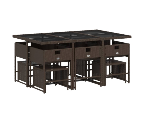 11-Daļīgs Dārza Mēbeļu Komplekts, Matrači, Brūna Pe Rotangpalma Vidaxl