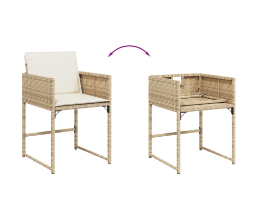 vidaXL 11-daļīgs dārza mēbeļu komplekts, matrači, bēša PE rotangpalma