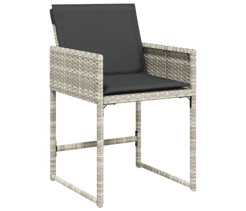 vidaXL 11-daļīgs dārza mēbeļu komplekts ar matračiem, gaiši pelēka PE