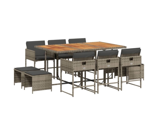 vidaXL 11-daļīgs dārza mēbeļu komplekts ar matračiem, PE rotangpalma