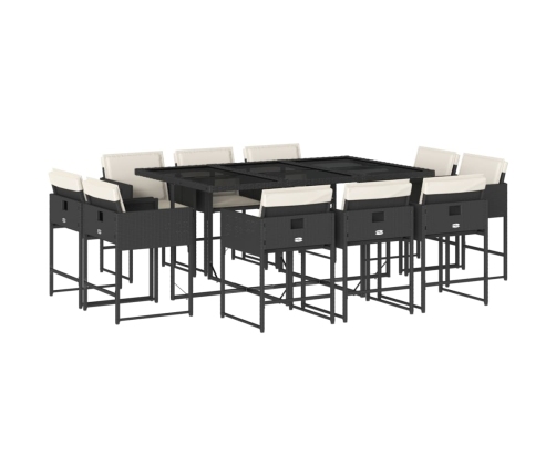 11-Daļīgs Dārza Mēbeļu Komplekts, Matrači, Melna Pe Rotangpalma Vidaxl