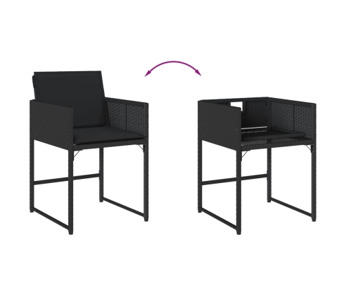 vidaXL 11-daļīgs dārza mēbeļu komplekts, matrači, melna PE rotangpalma