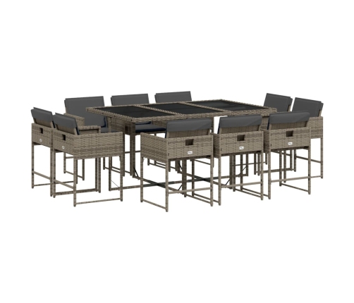 vidaXL 11-daļīgs dārza mēbeļu komplekts ar matračiem, PE rotangpalma