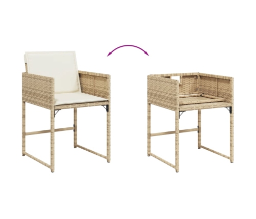 vidaXL 11-daļīgs dārza mēbeļu komplekts, matrači, bēša PE rotangpalma